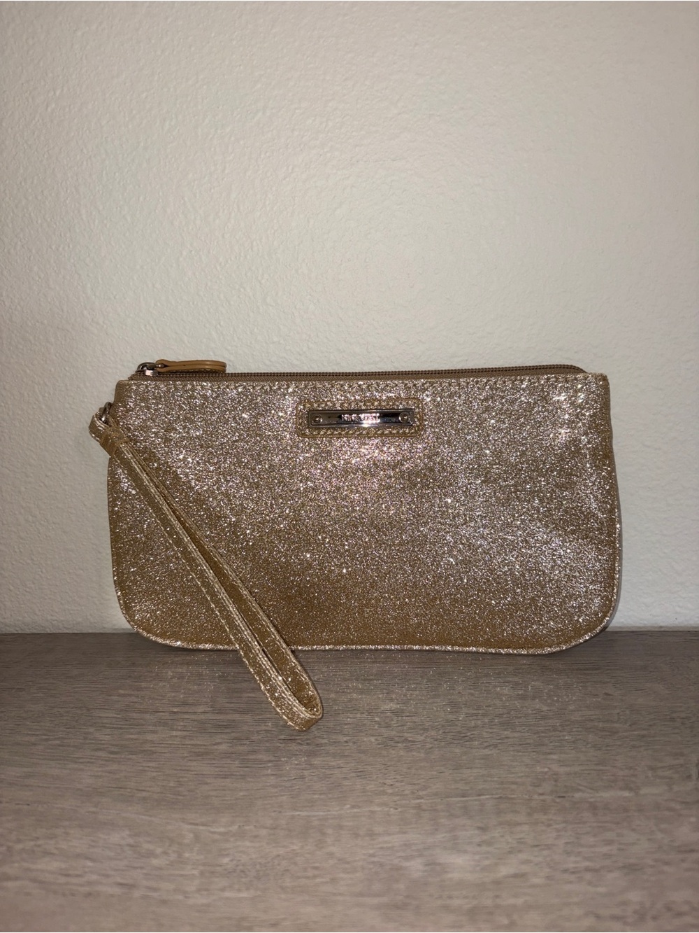 Nine West Glitter Wristlet Gold Clutch - NWOT